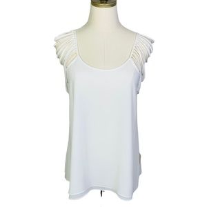 NWT White Tank Blouse Shoulder Strap Detail SMALL 2111
